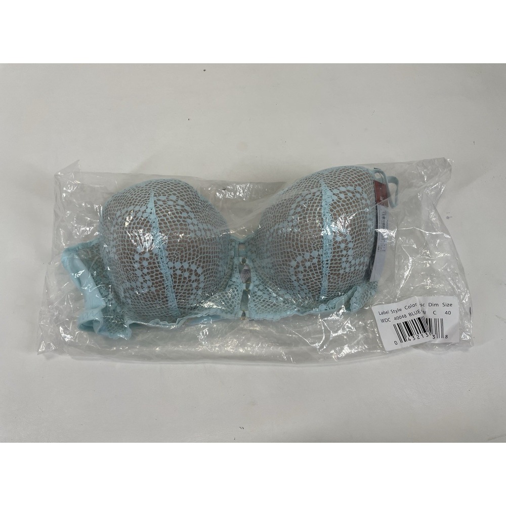 Adored By Adore Me Morgan Push Up Lacey Underwire Bra Size 40C Blue NWT